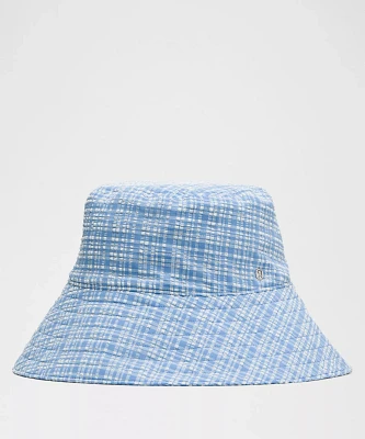 Women's Seersucker Check Wide-Brim Hat | Hats