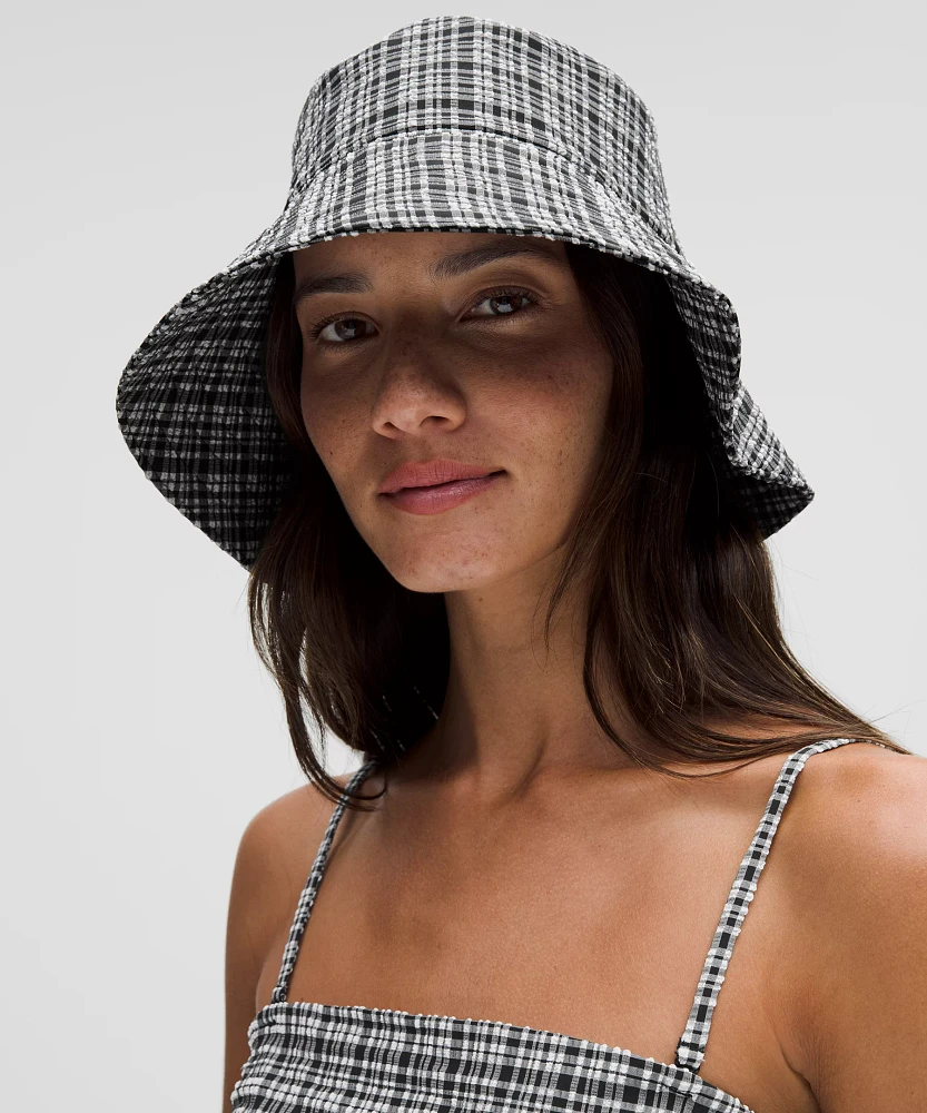 Women's Seersucker Check Wide-Brim Hat | Hats