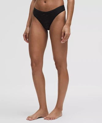 Lace Dipped-Waist Logo Thong Underwear | Women's