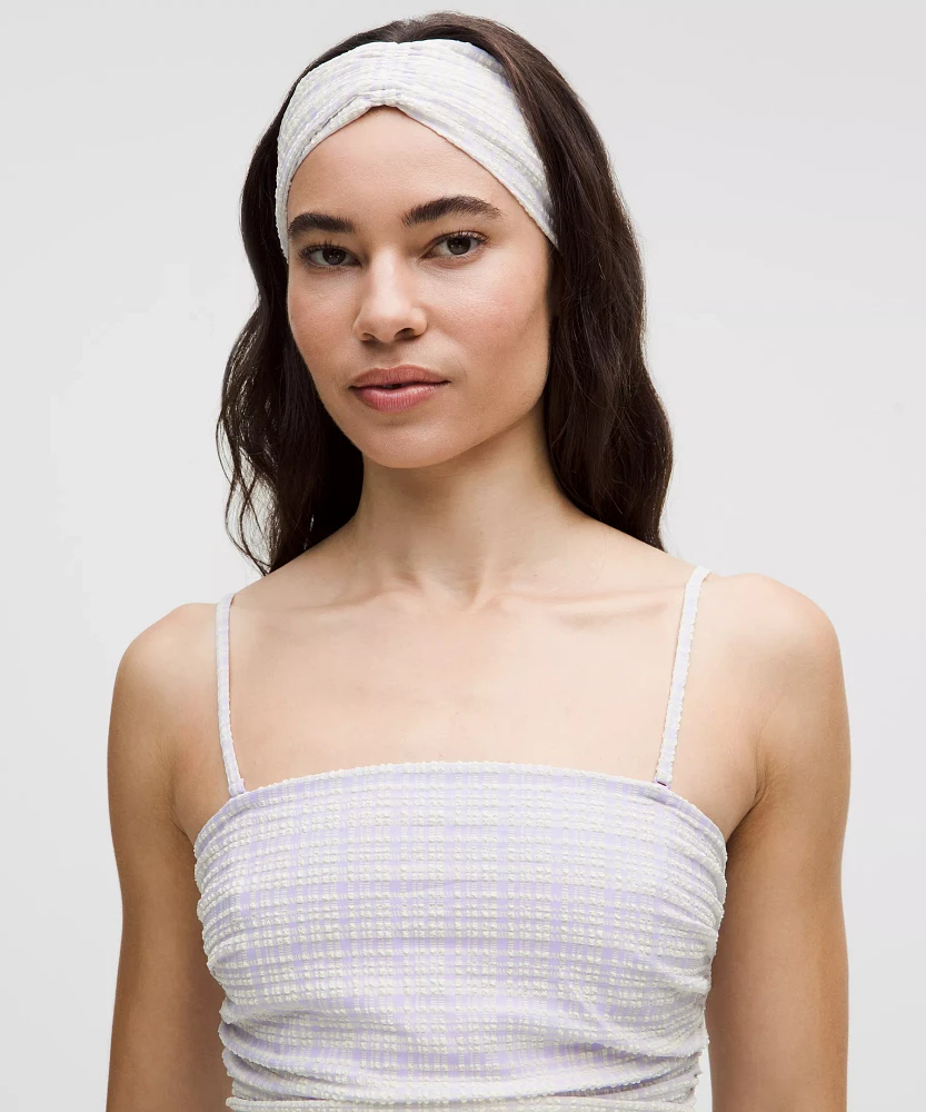Women's Seersucker Check Gathered Headband | Hair Accessories