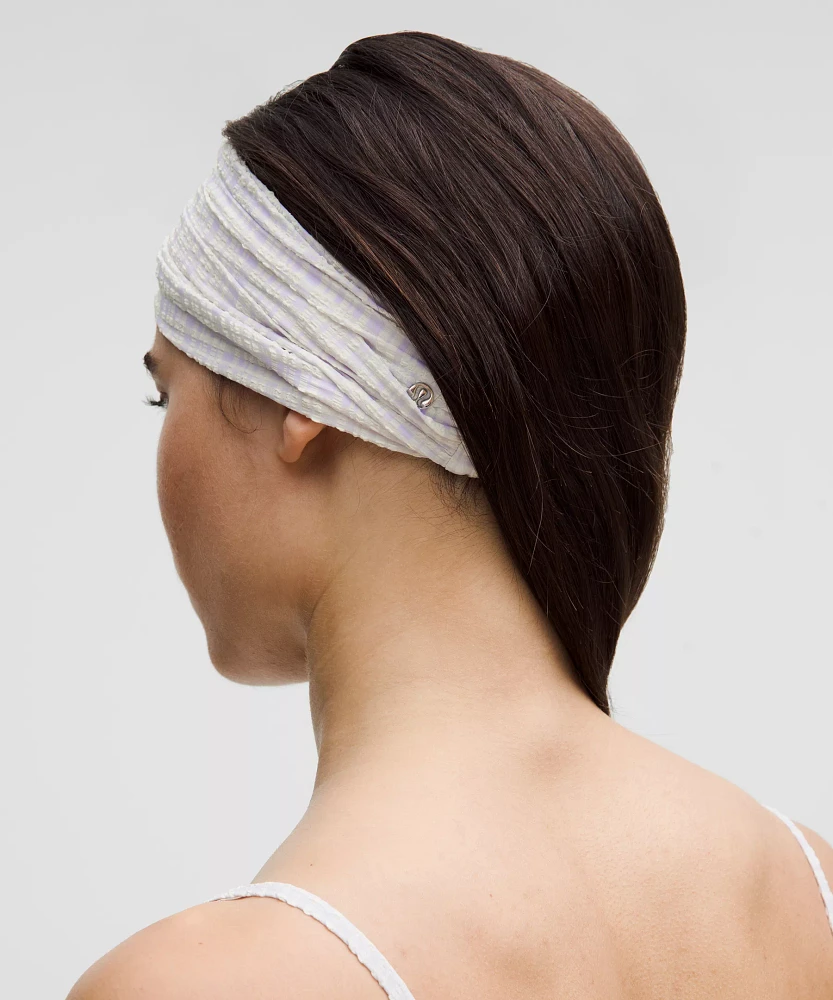 Women's Seersucker Check Gathered Headband | Hair Accessories