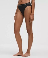 Stretch Cotton Ribbed Logo Super-High-Rise Bikini Underwear | Women's