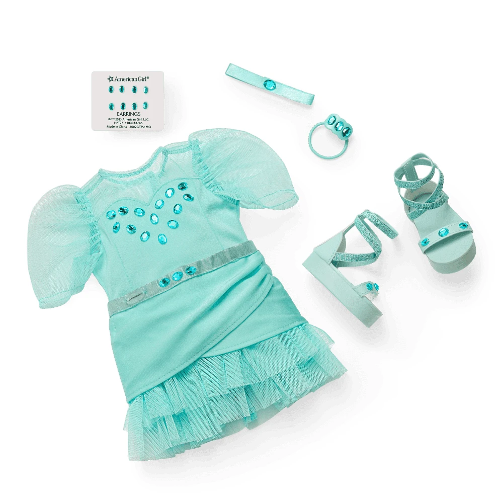 March Gleaming Aquamarine Outfit for 18-inch Dolls