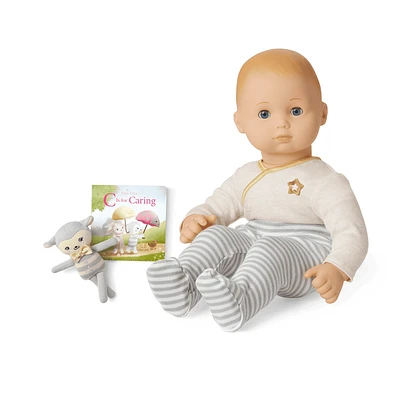 Bitty Baby® Doll #3 in Cloud Gray + Lamb Friend & Board Book