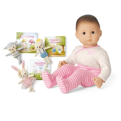 Bitty Baby® Doll #2 in Pretty Pink + Plush Friends & Board Books