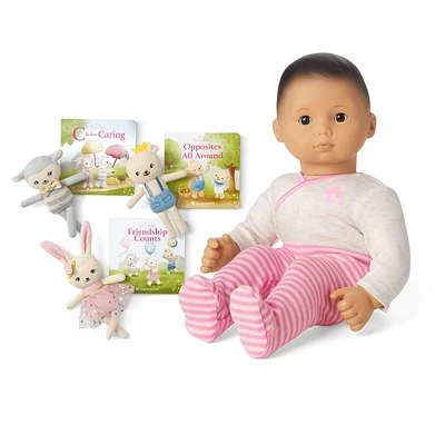 Bitty Baby® Doll #4 in Pretty Pink + Plush Friends & Board Books