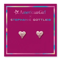 American Girl® x Stephanie Gottlieb Rosy Shimmer Heart Stud Earrings for Girls