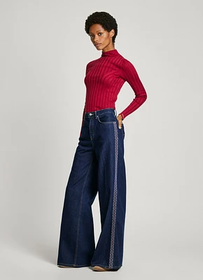 jeans wide fit e cintura média