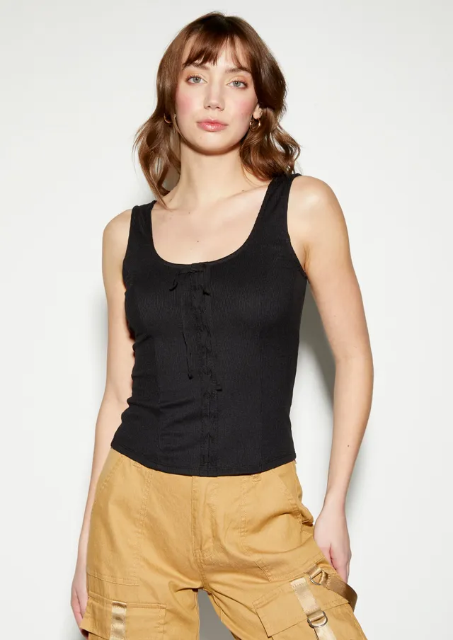 Willow & Root Lace Corset Cropped Tank Top - Women's Tank Tops in