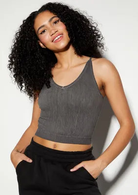 Charcoal Gray Scoop Neck Seamless Tank