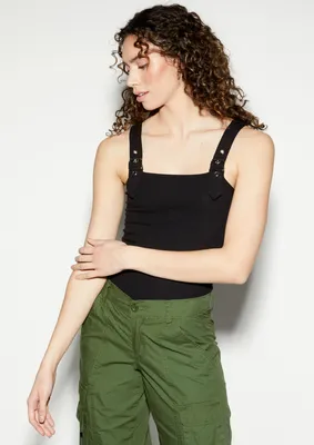 Rue21 Olive Buckle Strap Bodysuit