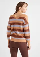Striped Slouchy V Neck Sweater