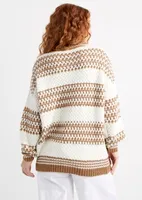 Oversized Taupe Striped Sweater