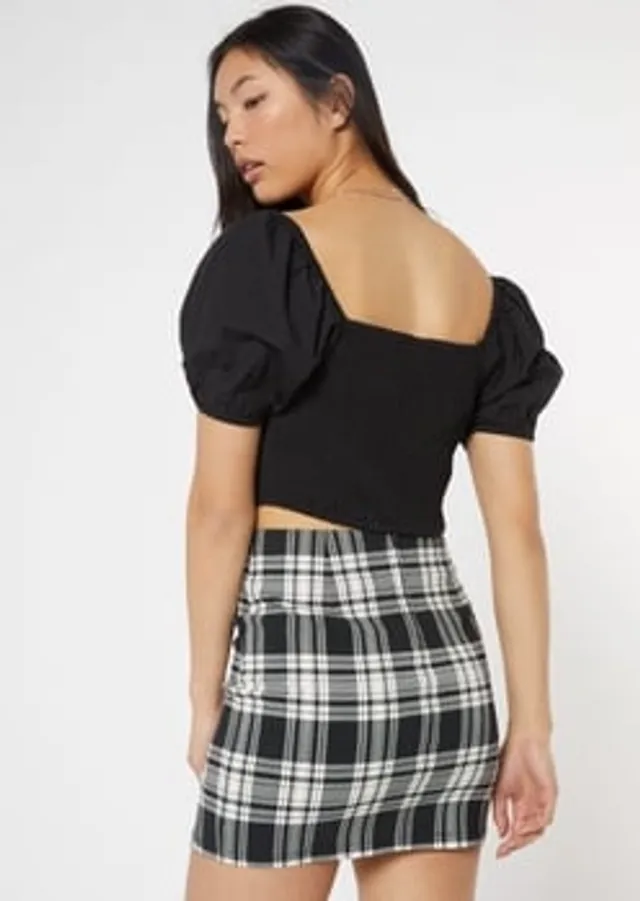 Rue21 Black Mesh Square Neck Corset Crop Top