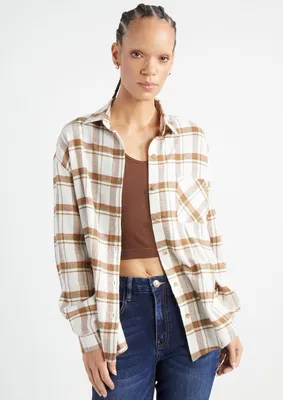 Neutral Oversized Plaid Flannel