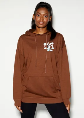 Brown Peace Out Cloud Graphic Hoodie