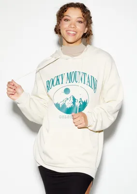 Ivory Rocky Mountain Graphic Hoodie