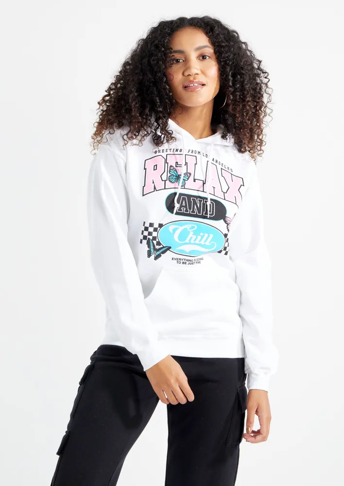 Rue21 Relax And Chill Checker Graphic Hoodie