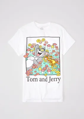 Tom And Jerry Flower Graphic Tee