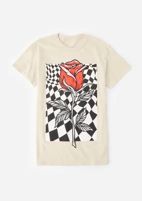 Checkered Rose Graphic Tee