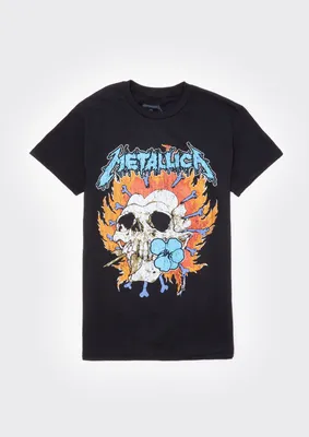 Metallica Flaming Skull Graphic Tee