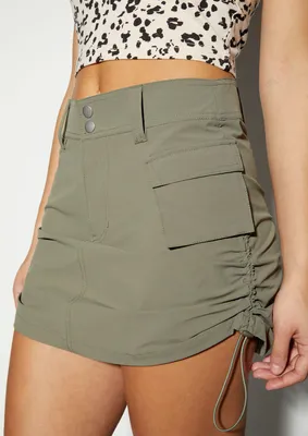 Olive Cargo Parachute Mini Skirt