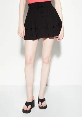 Black Tiered Flounce Skirt