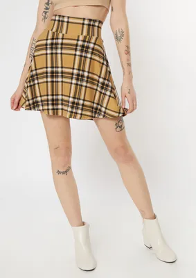 Tan Plaid Super Soft Circle Skirt