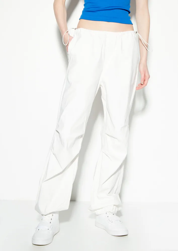 Rue21 White Toggle Ruched Parachute Pants