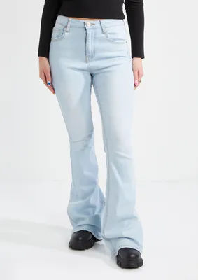 Light Wash High Rise Fit And Flare Jeans