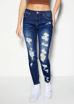 Dark Wash High Rise Ripped Jeggings
