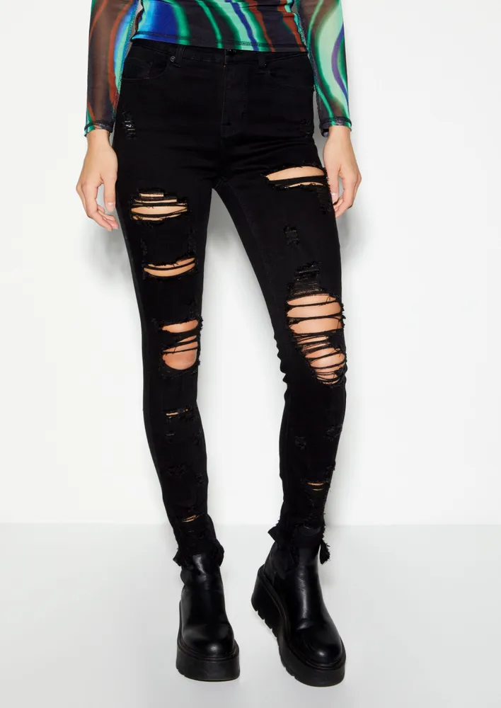 Rue21 Black High Rise Ripped Jeggings