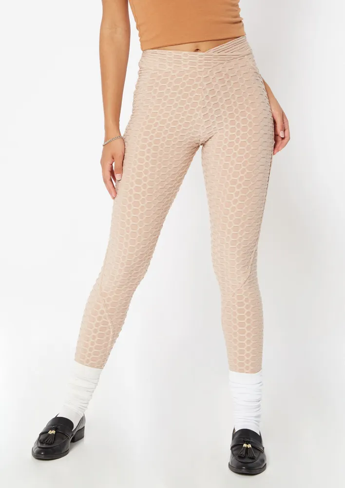 Rue21 Taupe Honeycomb Mesh Ruched Back Leggings