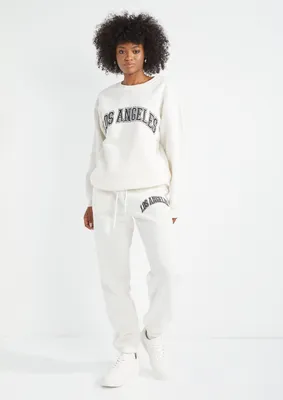 Ivory Los Angeles Embroidered Boyfriend Joggers