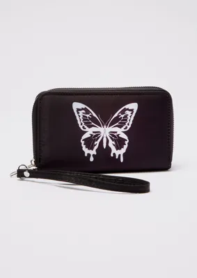 Drippy Butterfly Print Wallet