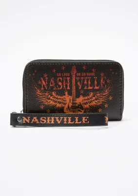 Black Nashville Guitar Print Wallet