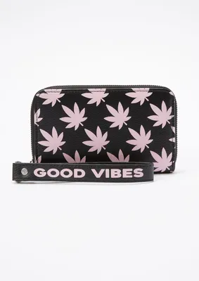 Black Good Vibes Weed Print Wallet
