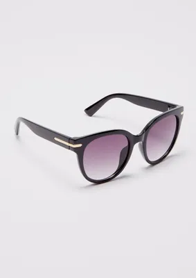 Oversized Black Round Lens Sunglasses