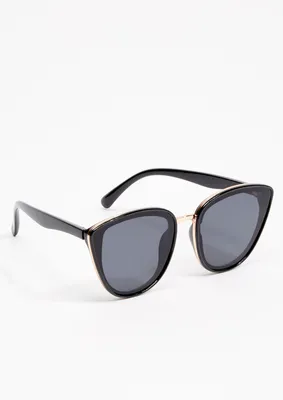 Black Gold Trim Cat Eye Sunglasses