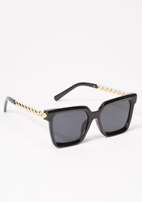 Black And Gold Wayfarer Sunglasses