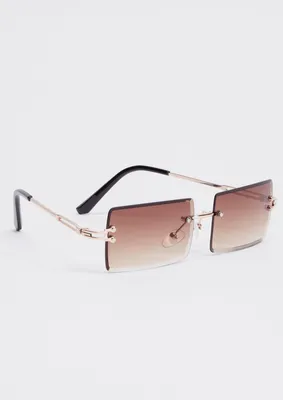 Taupe Y2K Rectangle Lens Sunglasses