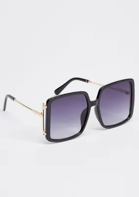Gold Side Square Lens Sunglasses
