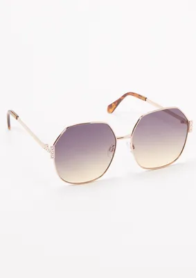 Gold Oversized Round Lens Sunglasses