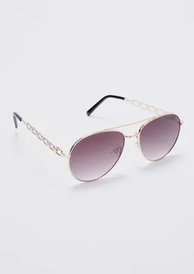 Gold Chain Side Aviator Sunglasses