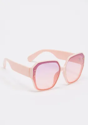 Pink Plastic Geometric Lens Sunglasses