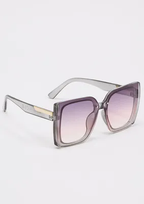 Gray Clear Frame Square Sunglasses