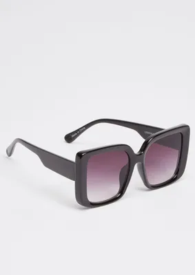 Black Chunky Rounded Square Frame Sunglasses