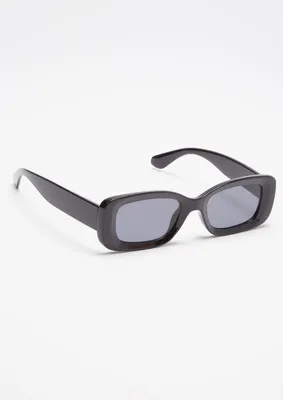 Black Y2K Rectangle Lens Sunglasses