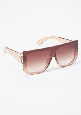 Brown Oversized Shield Sunglasses