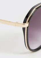 Black And Gold Aviator Sunglasses